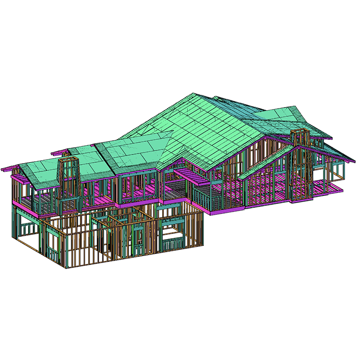 Rendering of framed house